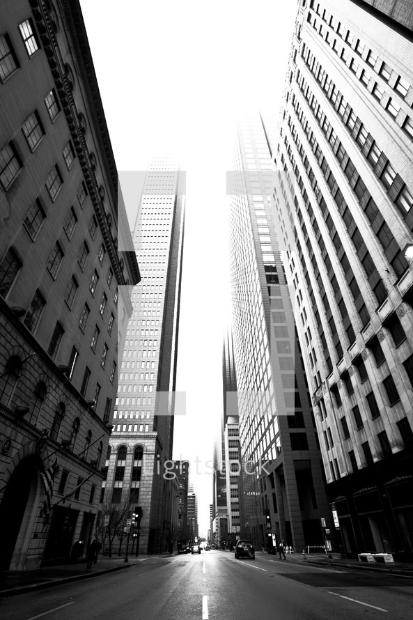 Skyscraper street buildings