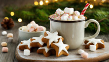 Christmas scene of a sweet hot chocolate drink