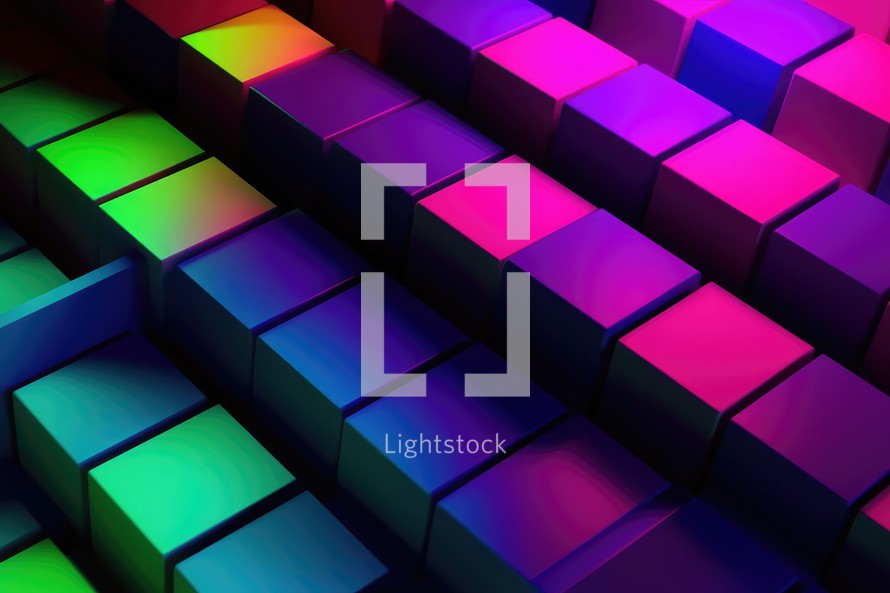 Bright Neon Colors Cube Background