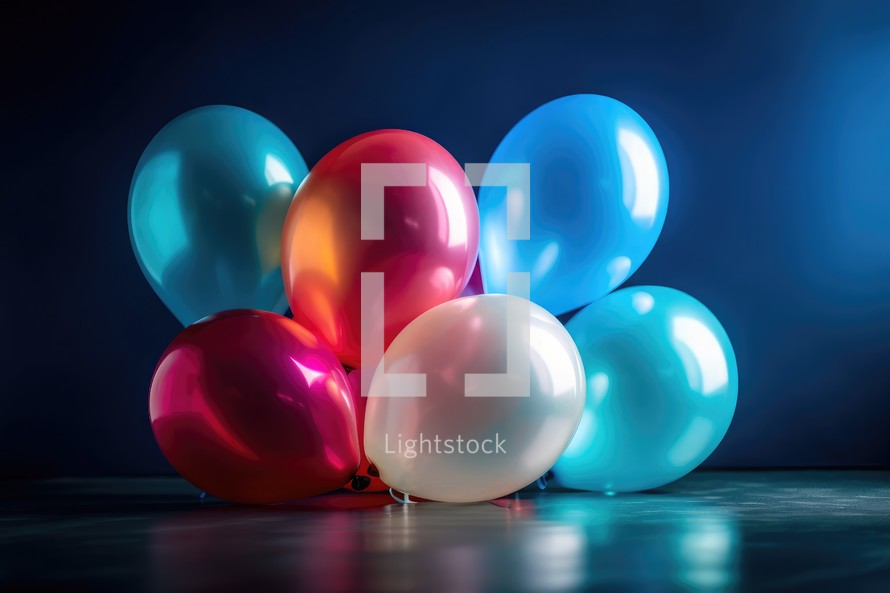 Bunch of Balloons on Blue Background