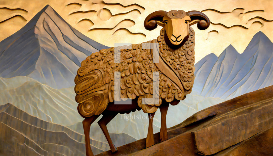 The Lost Sheep Wood Carving illustration