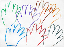 outlines of child's hand overlapping