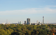 LONDON, UK - CIRCA SEPTEMBER 2019: View of London skyline from Primrose Hill north of Regent's Park