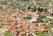Georgia, Mtskheta, village and cathedral.