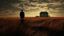 Isolated man in a field