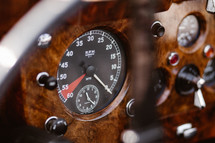 gauges in a vintage Jaguar 