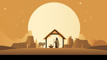 Illustration Birth of Jesus in the hut