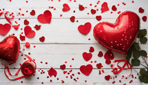 Red Balloon Hearts and Heart Confetti 
