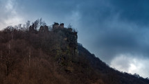 Ruins of the Carpathian Castle on a hill
