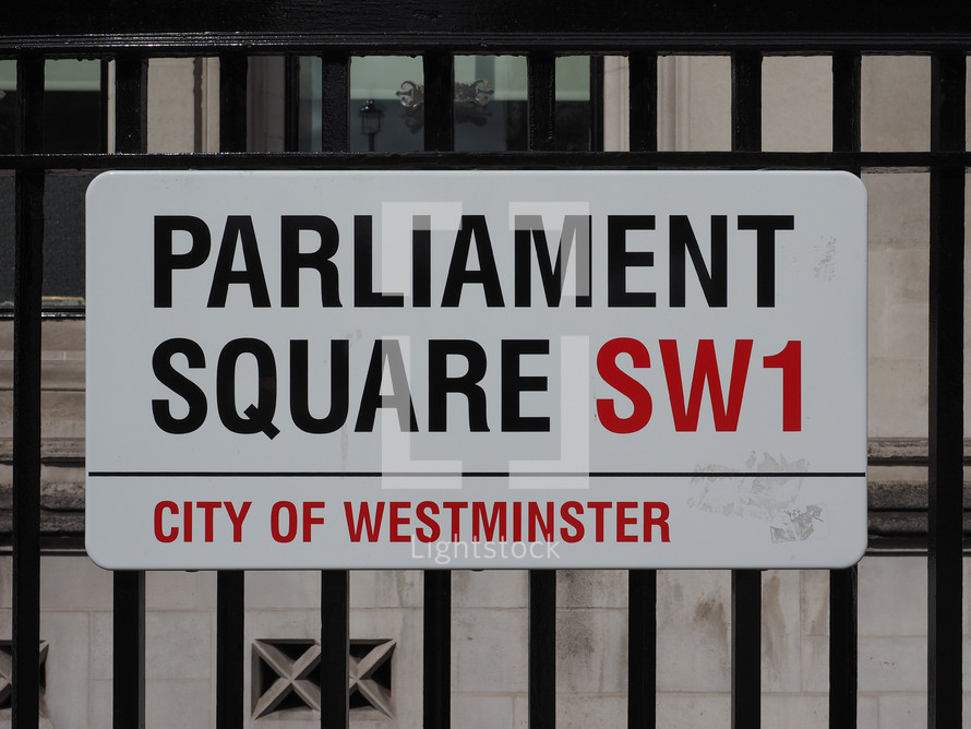 LONDON, UK - CIRCA JUNE 2017: Parliament Square sign in the City of Westminster SW1
