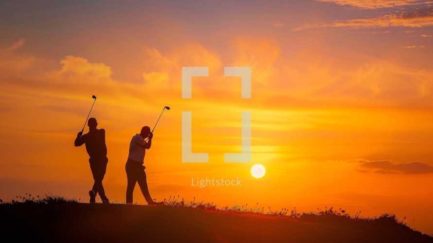 Golf Club Training With Sun Rising 