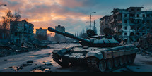 Tank in war zone 