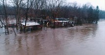 Natural Disaster Flooding Hurricane Water Damage River Jib Shot Drone