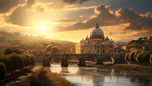 Vatican city and Basilica di San Pietro Church where the Pope resides in Rome