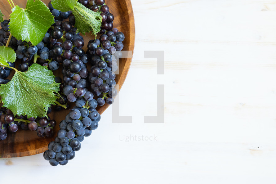 grapes in a teak tray 