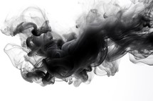 Black Smoke Texture on White Background
