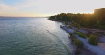 Lake Michigan Aerial Sunrise Flyover