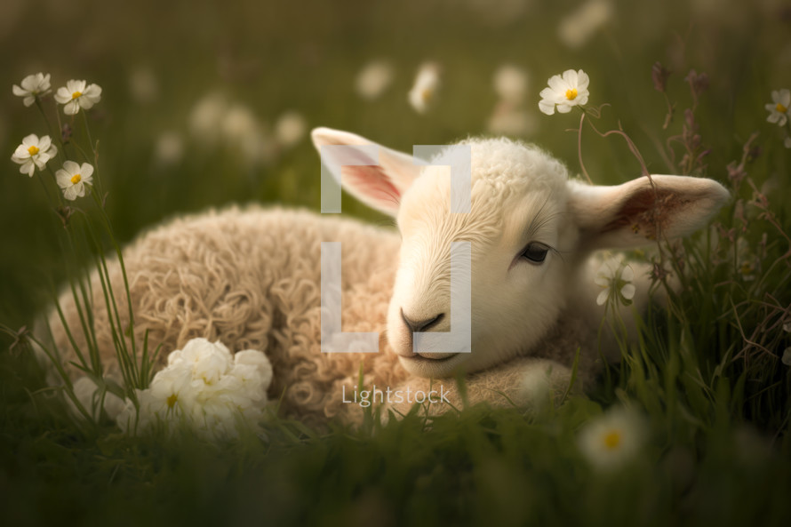 A lamb in the meadow