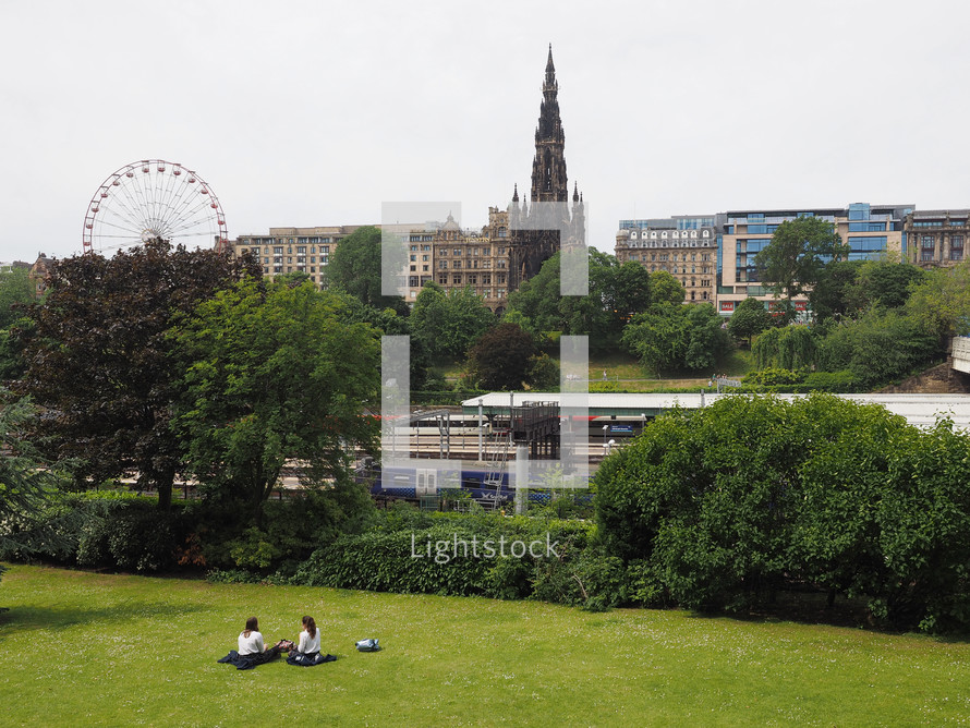 EDINBURGH, UK - CIRCA JUNE 2018: The Mound artificial hill connecting the new and old town