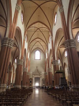 BOLOGNA, ITALY - CIRCA SEPTEMBER 2017: Interior view of the Church of San Petronio in Piazza Maggiore