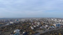 Panoramic View On The City Of Galati In Romania On A Cloudy Day - aerial drone shot