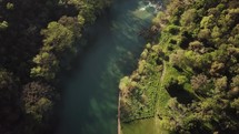 aerial view over a river 