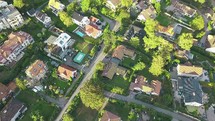 aerial view over a neighborhood 