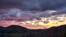 Epic Red Clouds at Sunset Autumn Forest Landscape