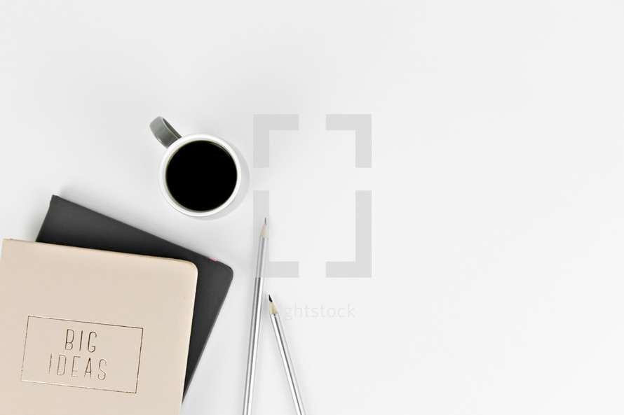 Big Ideas - notebook, pen, and coffee mug 