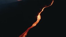 Drone aerial shot of rivers of lava coming down from Pacaya Volcano eruption in Guatemala	
