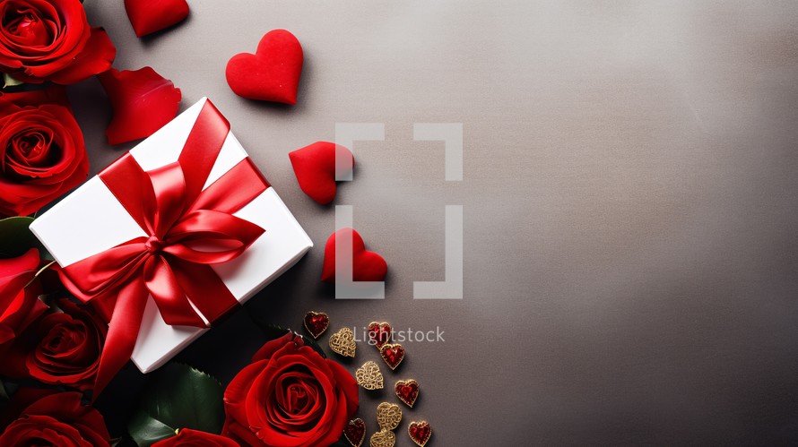 valentine day gift on white background red rose
