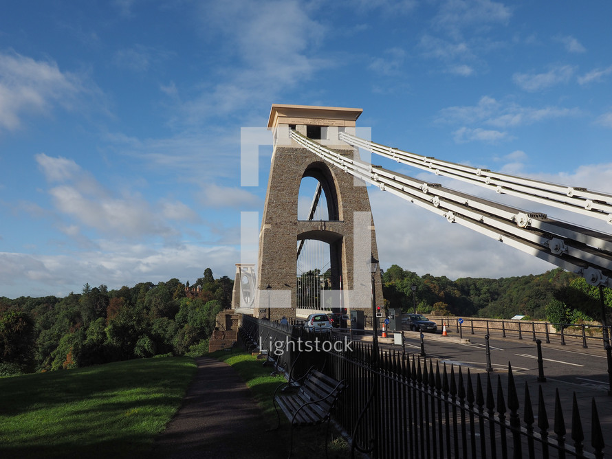 Clifton Suspension Bridge spanning the Avon Gorge and River Avon designed by Brunel and completed in 1864 in Bristol, UK