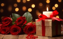 Romantic concept with candle gift