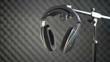 Headphones in a music studio.
