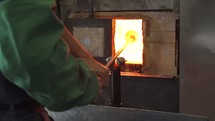 melting glass in a furnace