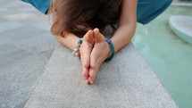 Woman hands together symbolizing prayer and gratitude. 
