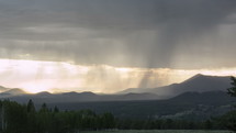 Timelapse of a sunset thunderstorm over a scenic mountain range