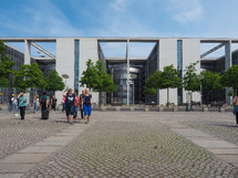 BERLIN, GERMANY - CIRCA JUNE 2019: Band des Bundes complex of government buildings near the Reichstag German parliament
