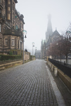 cobblestone street in Glasgow 