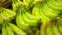 4K Bananas Fresh Fruit Grocery Store Produce Slider Shot