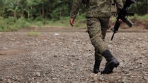 South America Jungle Soldier Boots Feet Closeup War Guns Weaponry Weapons