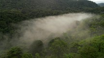 Drone Flying Through Fog Cloud Jungle Mountains Costa Rica