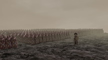 A Roman Centurion Standing in front of His Armed Roman Legion Ready for War