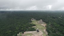 Aerial Helicopter Tour of Chichen Itza Mexico Mayan Ruins Clouds fog