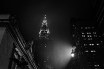 NYC, street lamp, city, urban, cityscape, lights, Vanderbilt Ave, skyscrapers, night 