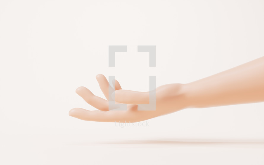 Hand gesture isolated on white background, 3d rendering.