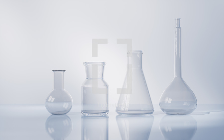Chemical instruments with biotechnology concept, 3d rendering.