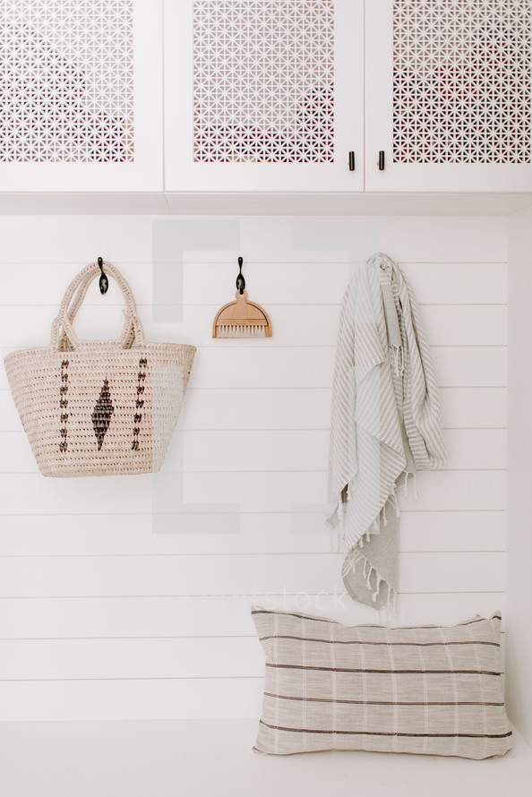 hooks in a mudroom 