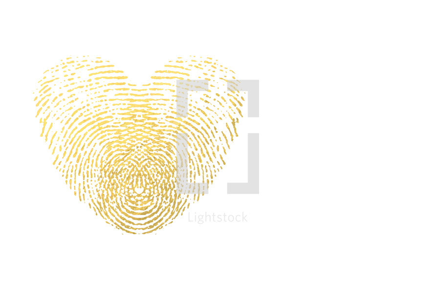 fingerprint heart in gold 