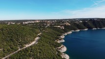 Aerial of Lake Travis Shoreline Austin Texas